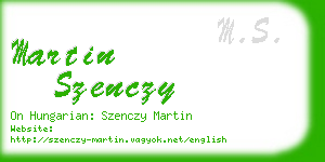 martin szenczy business card